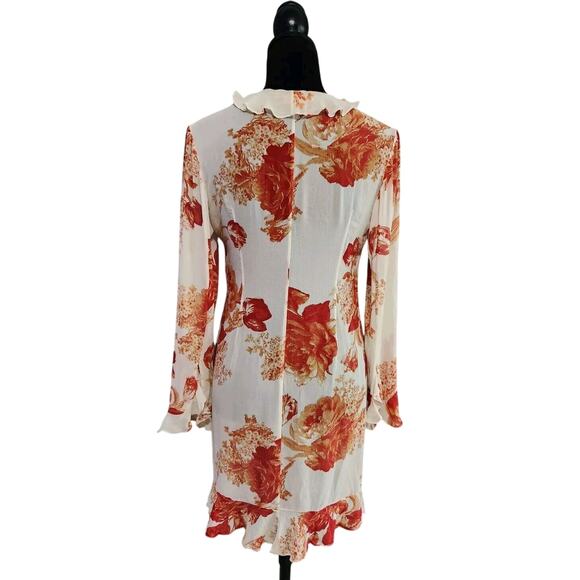 Kay Unger Women's Silk Chiffon Floral Ruffles Cardigan Petites 2 - Picture 3 of 8